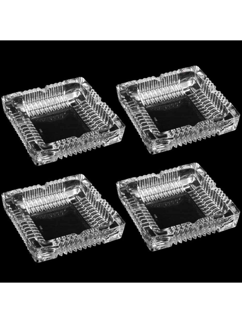 Luxury Square Glass Ashtray Set - 4 Pack, 7x7 Inches, Perfect for Cigarettes